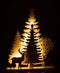 J-Line decoratie Winter Bomen + Rendier - hout - wit - large - LED