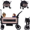 Cabino Waggie Bolderkar Opvouwbaar - 2 Zitjes - Inclusief Duwstang Trekbeugel Drinkbeker - Max. 44 kg - Zwart/Taupe