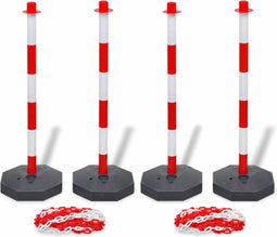 vidaXL - Set - van - 4 - kettingpalen - en - 2 - kunststof - kettingen - van - 10 - m
