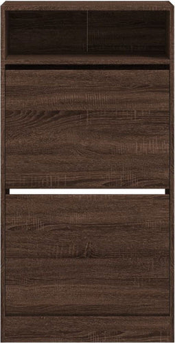 Schoenenkast 60x34x116 cm bewerkt hout bruineikenkleurig