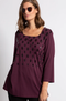 Shirt - Carréhals - 3/4 mouwen - Zijsplitten - Lenzing viscose EcoVero