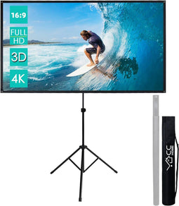 CCLIFE Inklapbaar Beamerscherm met Statief - 80/90/100 inch Projectiescherm - Rolscherm voor Home Cinema