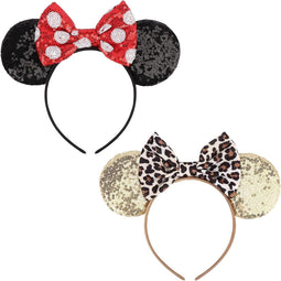 DRESHOW - Hoofdband - Muisoren met glitter en strik