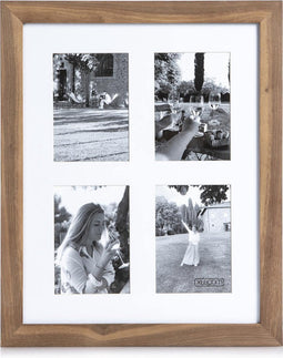 XLBoom Badia Fotolijst - Collagelijst voor 4 foto's - In Hout - Walnoot - Fotoformaat 18x13cm
