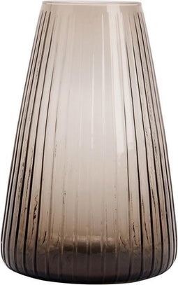 XLBoom Dim Stripe Large Vaas - Glas - Voor Binnen - Grijs - 19,5×19,5×30cm