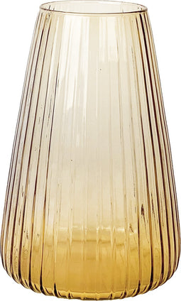 XLBoom Dim Stripe Large Vaas - Glas - Voor Binnen - Licht Amber - 19,5×19,5×30cm