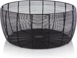 XLBoom Dora Low Mand - in Staal - Ronde Opbergmand - Zwart - 43,5 x 43,5 x 20 cm