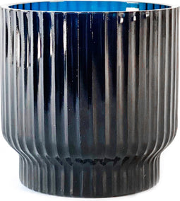 XLBoom VOLTA - Vaas / IJsemmer geribbeld glas - BLAUW - Ø15 x h15cm