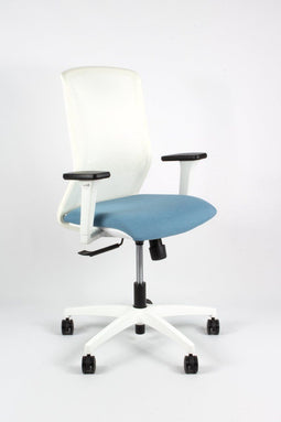 Linea Tekna White 01 - Bureaustoel - Ergonomisch EN1335 -Multi verstelbaar- Wit/Blauw