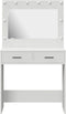 vidaXL - Kaptafel - met - LED - Verlichting - - - Wit, - 78,5 - x - 41 - x - 135 - cm