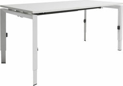 Linesto N4 bureau, hoogte instelbaar (65-85cm) met 120x80cm Schaduwzwart zwevend 25mm blad en wit (RAL9010) vierpoot N-frame (poot rechthoekig 66 x 26 mm.), (met geïntegreerde kabelgoot)