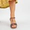 PS Poelman Lizzy - Dames Sandalen - Cognac Bruin met Metallic Brons Snake Print - Maat 41