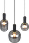 TRIO DIVA - Hanglamp - 3 lichtpunten - Zwart mat - Rookglas (1 stuk)