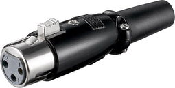 XLR 3-pins (v) connector met rubberen trekontlasting / zwart