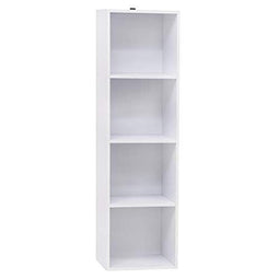 Woltu Boekenkast SK003ws4 4 Vakken - Wit Spaanplaat - 30 x 24 x 106 cm