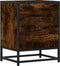 vidaXL - Nachtkastjes - 2 - st - 40x31x50 - cm - bewerkt - hout&metaal - gerookt - eiken