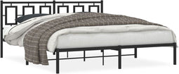 vidaXL - Bedframe - met - hoofdbord - metaal - zwart - 180x200 - cm