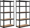 BRASQ Stellingkast Zwart - Set van 2 - Metalen Opbergrek - 180x90x40 cm - 5 lagen - 175 KG per plank (set van 2)