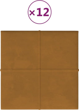 vidaXL - Wandpanelen - 12 - st - 1,08 - m² - 30x30 - cm - fluweel - bruin