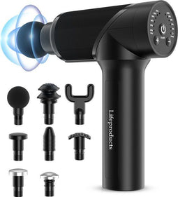Lifeproducts Massage Gun PRO - Massage Pistool - 8 verwisselbare massagekoppen - Zwart