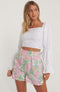 NA-KD Smocked Waist Sporty Broek - Losse pasvorm - Purple Flower - Maat EU 34
