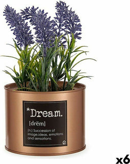 Decoratieve plant Lavendel Blik Paars Metaal Koper Groen Plastic 10 x 18 x 10 cm (6 Stuks)