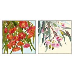 Home ESPRIT - Schilderij Blommor Shabby Chic - 100 x 100 cm Geel Blauw (2 stuks)