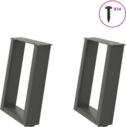 vidaXL - Salontafelpoten - 2 - st - U-vormig - 38x(42-43) - cm - staal - antraciet