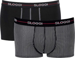 Sloggi Start Hipster - Heren slips - 2-pack zwart & zwart/wit gestreept - maat XL (2-pack)