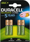 Duracell Recharge Ultra AAA-batterijen - Oplaadbaar - 900 mAh - (4 stuks)