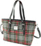 Schoudertas Spey Tote bag Grijs met Rood Tartan - Groot - Ritssluiting - Harris Tweed - Glen Appin of Scotland