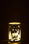 J-Line decoratie Cilinder Winter - glas - zilver - small - LED lichtjes