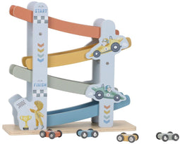 Little Dutch Rollerbaan - Houten Autobaan - 4 Kleurrijke Auto's - Blauw