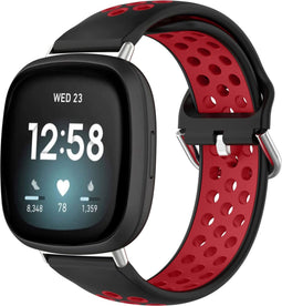 imoshion Siliconen sport bandje - Geschikt voor Fitbit Versa 4, Versa 3, Sense 2, Sense - Zwart - One Size