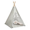 SoBuy OSS03 - Tipi Tent Kinderen - 1 deur 1 raam - Wit/Grijs 112x112x158 cm