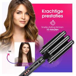Keramische Krultang - 5 Opzetstukken - 9 tot 32mm - Zwart