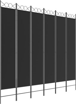 vidaXL - Kamerscherm - met - 6 - panelen - 240x220 - cm - stof - zwart