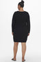 ONLY CARMAKOMA CARESLY LS V-NECK KNEE DRESS - Gebreide rib jurk met V-hals en lange mouwen - Maat M-46/48