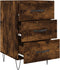 vidaXL - Nachtkastje - 40x40x66 - cm - bewerkt - hout - gerookt - eikenkleurig