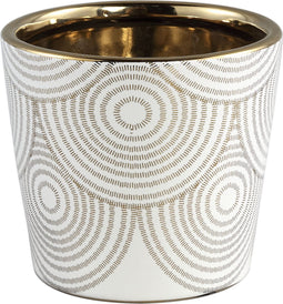 PTMD Vincey Ronde Bloempot - H11 x Ø12 cm - Keramiek - Wit/Goud