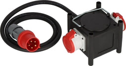 Brennenstuhl Compacte rubberen stroomverdeler / rubberen verdeler (2m kabel, 2x CEE 400V/32A, bouwplaatsgebruik en permanent buitengebruik, Made in Germany)