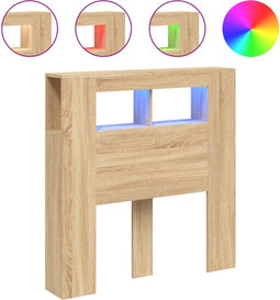 Hoofdeinde met LED 100x18,5x103,5 cm bewerkt hout sonoma eiken
