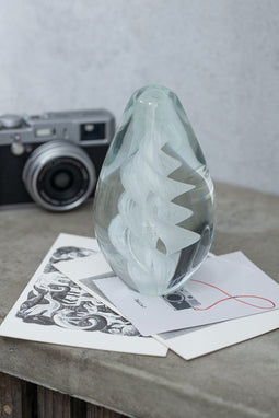 J-Line presse-papier Spiraal - glas - wit - small