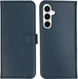 Selencia Samsung Galaxy A55 - Echt Lederen Bookcase - 3 Pashouders - Donkerblauw