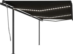 vidaXL - Luifel - automatisch - met - LED - en - windsensor - 6x3 - m - antracietkleurig