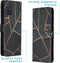 iMoshion Hoesje Geschikt voor Samsung Galaxy A71 Hoesje Met Pasjeshouder - iMoshion Design Softcase Bookcase - Goud / Zwart / Black Graphic