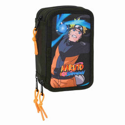 Driedubbele Pennenzak Naruto Zwart 12,5 x 19,5 x 5,5 cm 37 Onderdelen