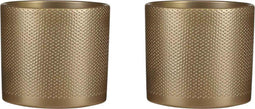 Mica Decorations Bloempot Era - Voordeelset van 2 bloempotten Keramiek rond goud reliëf - 17x Ø 19 cm