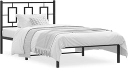 vidaXL - Bedframe - met - hoofdbord - metaal - zwart - 100x200 - cm