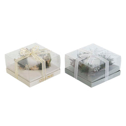 Kaars DKD Home Decor Gouden Zilverkleurig Kerstmis 15 x 15 x 5 cm (2 Stuks)
